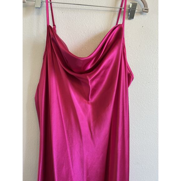 Y2K BEBE Womens Maxi Slip Dress XL Satin Burgundy Pink Whimsigoth Babydoll Prom - Picture 11 of 11